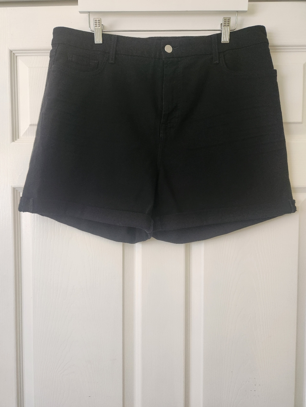 Jen 7 Women's Black Denim Jean Shorts - Classic Mid-Rise Style - Women's 16